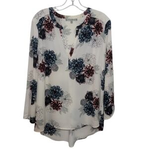 Daniel Rainn floral print high liw splut v neck top size XL